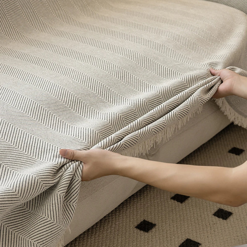 cream chenille sofa towel, view 5 - MRSLM