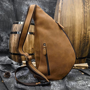 Retro men's crazy horse leather chest bag, view 5 - MRSLM