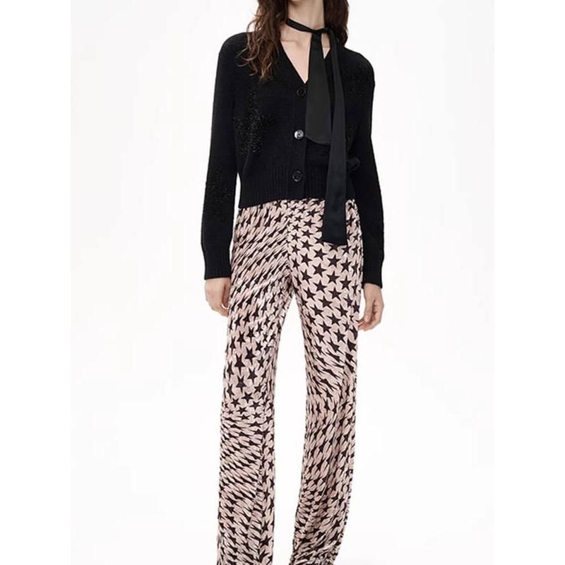 women stars pattern V-neck cardigan, view 7 - MRSLM