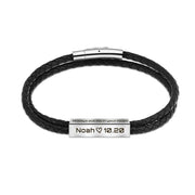 black leather rope letter bracelet, view 5 - MRSLM
