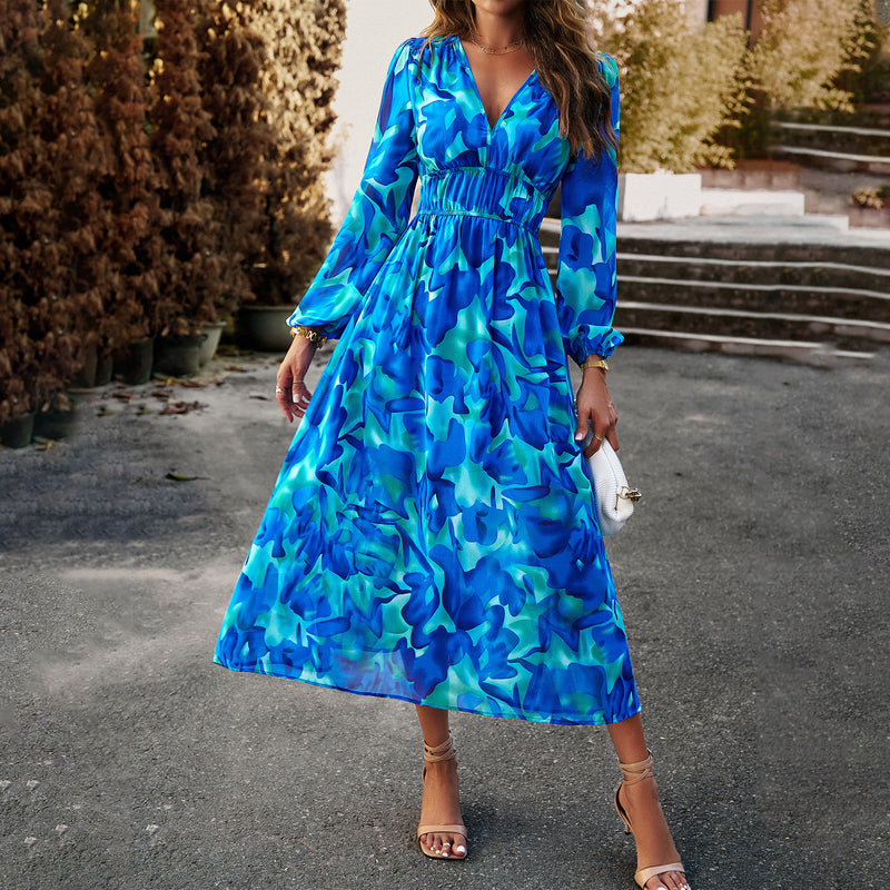 bohemian floral printed a-line dress, view 9 - MRSLM