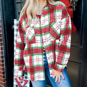 Women's Christmas plaid flannel shacket - MRSLM