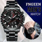 men's black stainless steel luminous quartz watch, view 11 - MRSLM