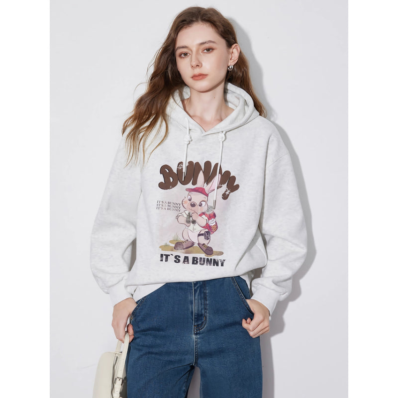 women's rabbit print hooded pullover, view 3 - MRSLM