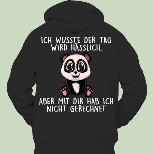 unisex panda back print black hoodie - MRSLM