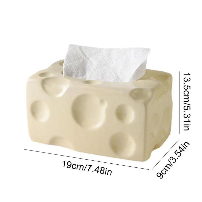 cheese-shaped ceramic tissue box, view 2 - MRSLM