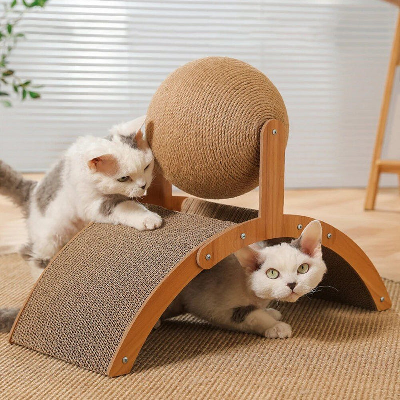 wooden cat scratcher with sisal ball, view 7 - MRSLM