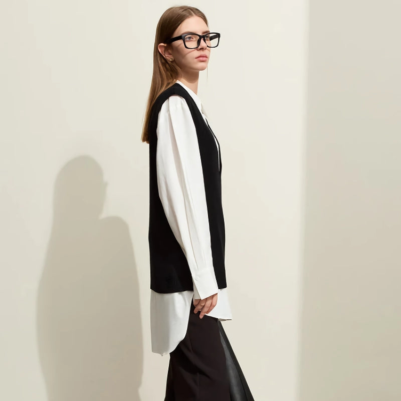minimalist wool knitted vest, view 4 - MRSLM