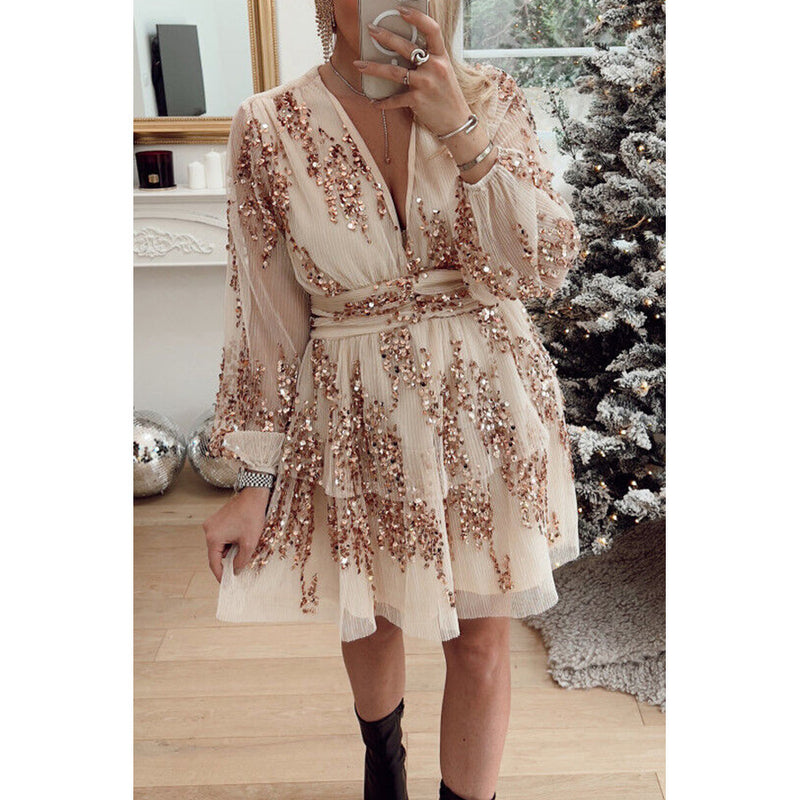 layered A-line party dress, view 3 - MRSLM