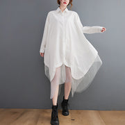 loose two-piece look swing mesh shirt dress, view 6 - MRSLM