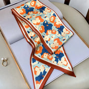 Floral silk-feel long scarf, view 15 - MRSLM