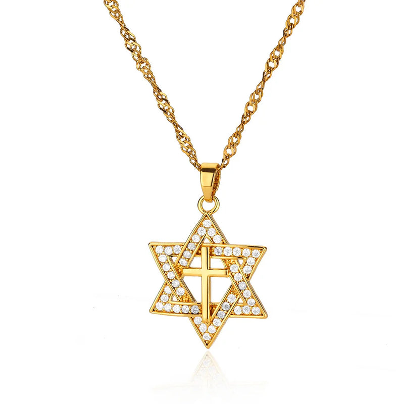 cubic zirconia star pendant necklace, view 2 - MRSLM