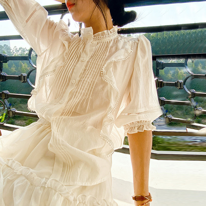 Women's Lyocell Shirt With Puff Sleeve Design