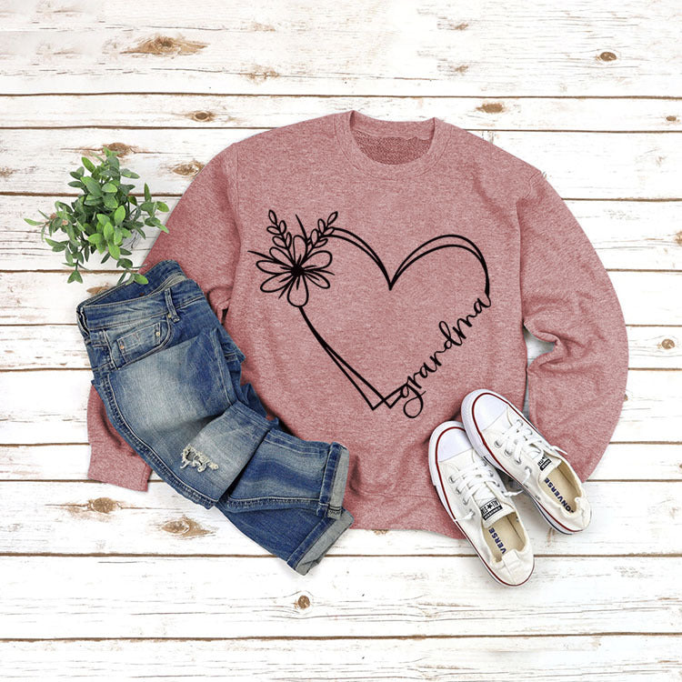 grandma printed loose long sleeve sweatshirt, view 5 - MRSLM