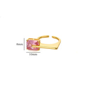 pink square zircon gold-plated ring, view 2 - MRSLM