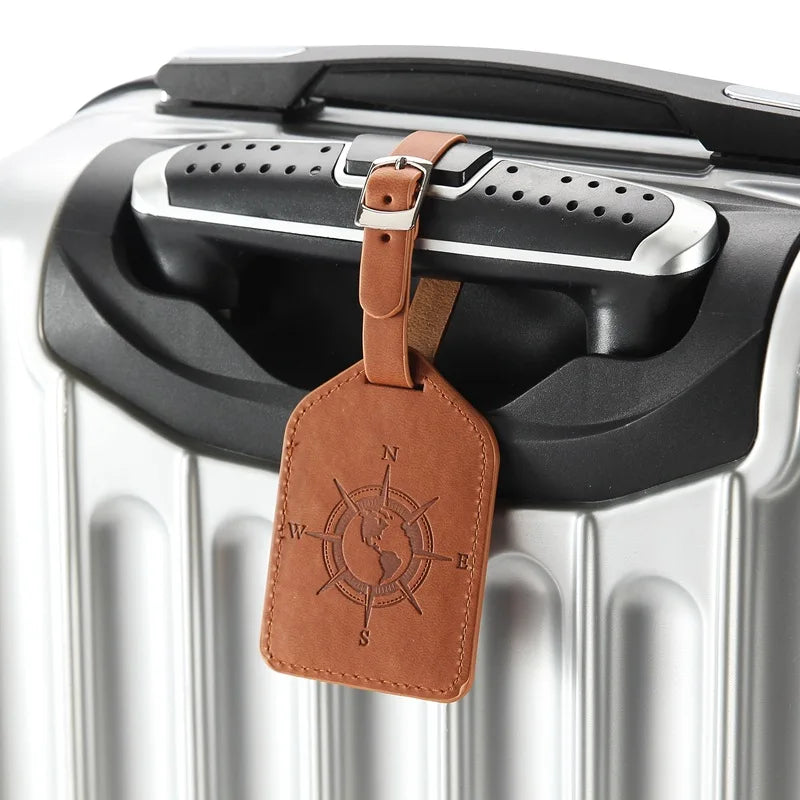 Compass PU leather luggage tag, view 7 - MRSLM