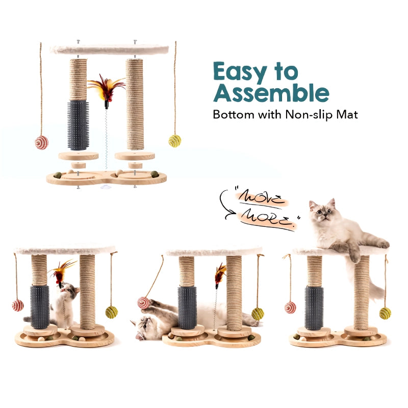 Sisal cat scratcher with self-groomer and perch, view 4 - MRSLM