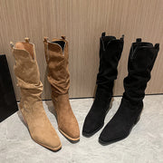 women's suede mid-calf boots, view 2 - MRSLM