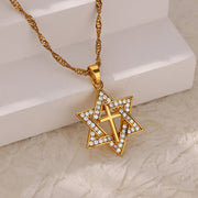 cubic zirconia star pendant necklace, view 3 - MRSLM