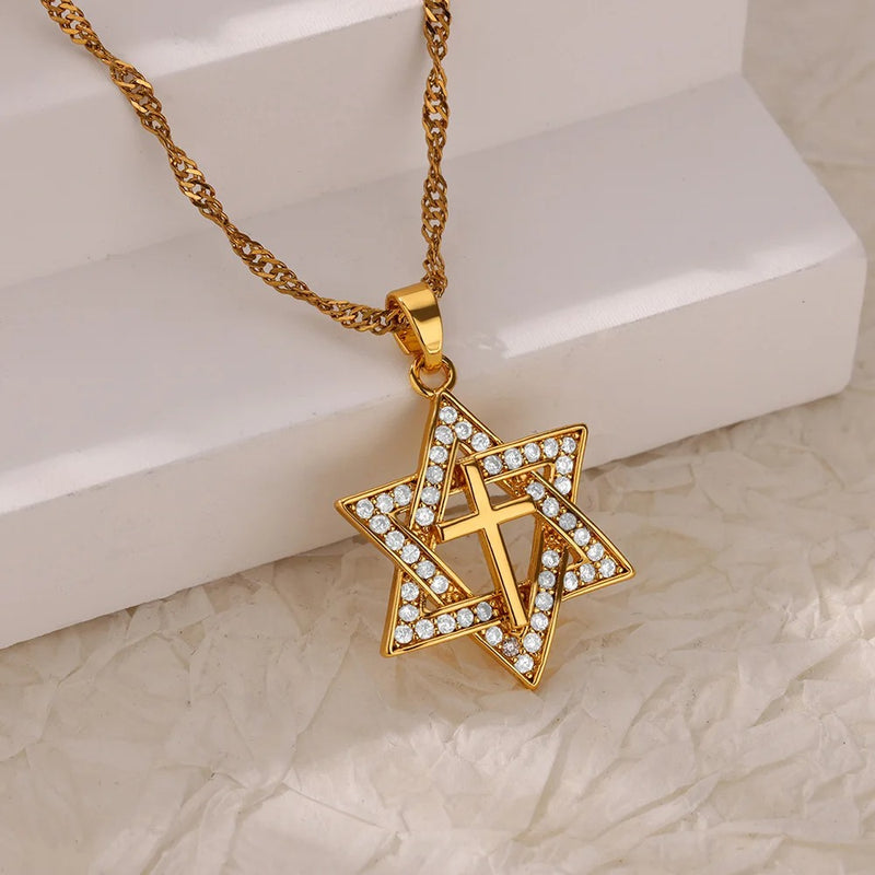 cubic zirconia star pendant necklace, view 3 - MRSLM