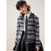 vintage plaid turn-down collar jacket, view 2 - MRSLM