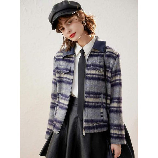 vintage plaid turn-down collar jacket, view 2 - MRSLM