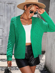 women's textured knit cardigan sweater, view 3 - MRSLM