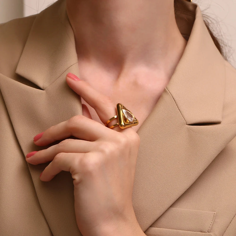 Triangle rhinestone ring, view 7 - MRSLM