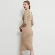 lace-up knitted midi dress, view 7 - MRSLM