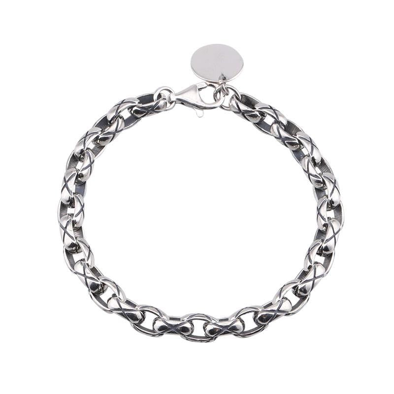 women's silver geometric bracelet, view 4 - MRSLM