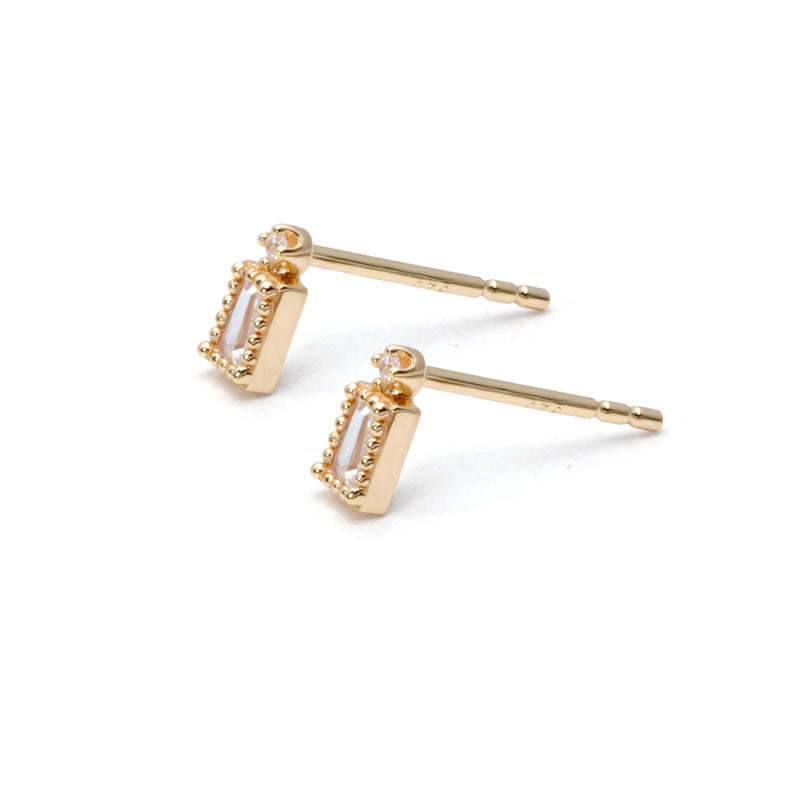 t square white zirconium earrings, view 5 - MRSLM