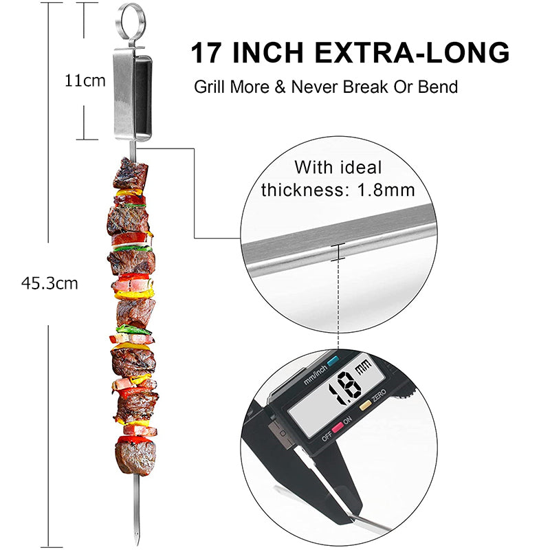 17-inch stainless steel kabob skewers, view 4 - MRSLM