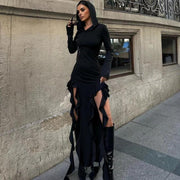 hooded irregular dress, view 2 - MRSLM