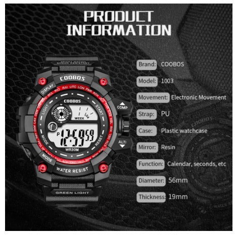 Sports electronic luminous watch, view 3 - MRSLM