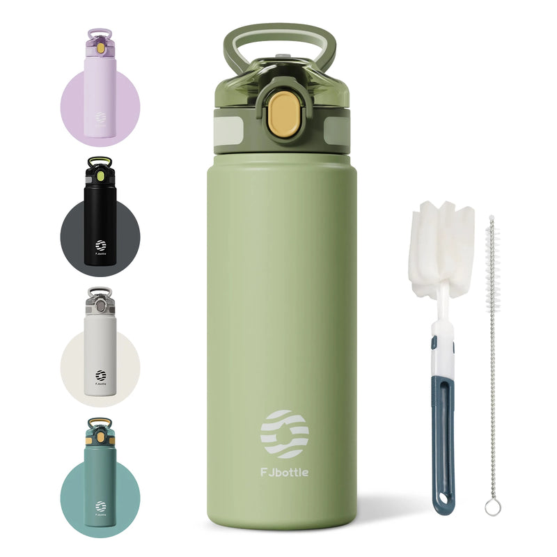 stainless steel thermos bottle with straw, view 4 - MRSLM