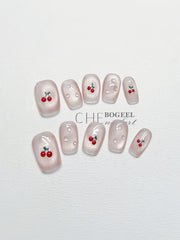 cherry press-on nails, view 4 - MRSLM