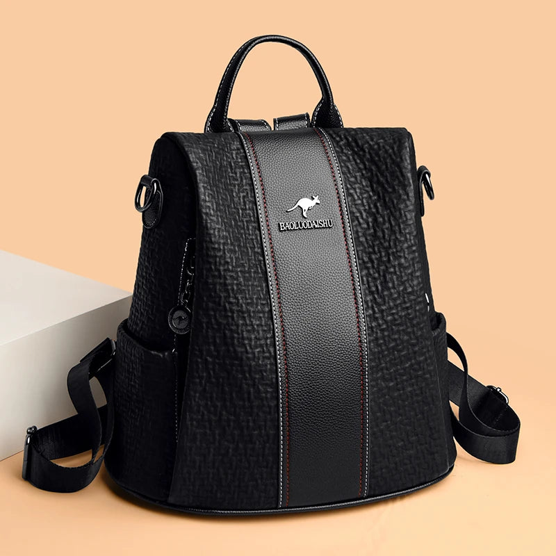 soft PU leather backpack, view 4 - MRSLM