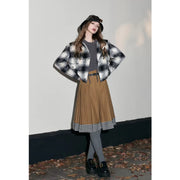 mid-length plaid skirt with belt, view 5 - MRSLM