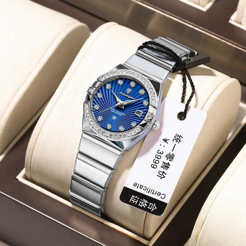 Women's ultra-thin quartz watch with steel strap, view 8 - MRSLM