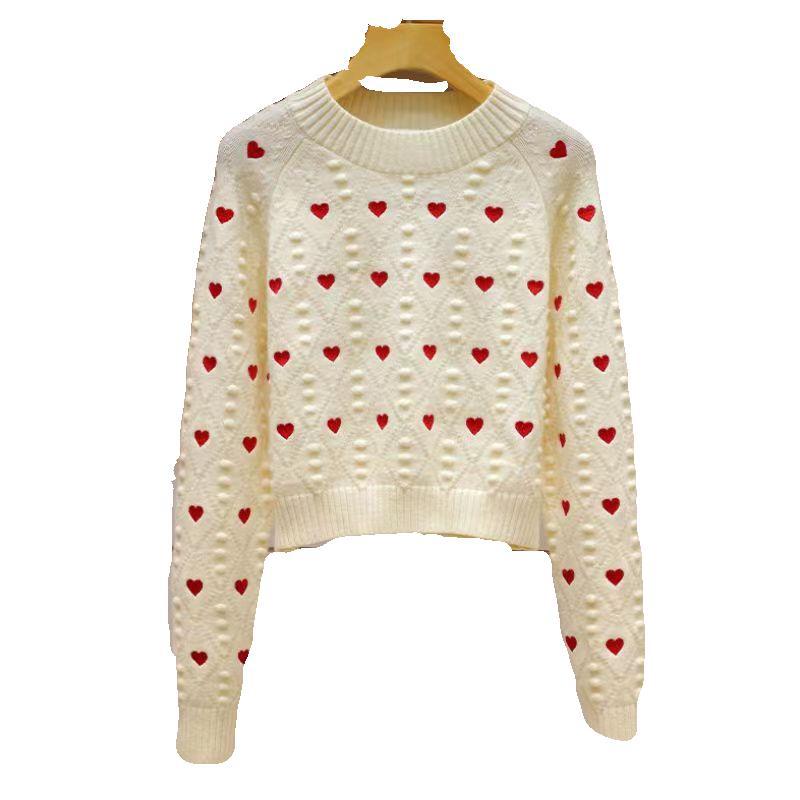 Women's heart cable-knit pullover sweater, view 5 - MRSLM