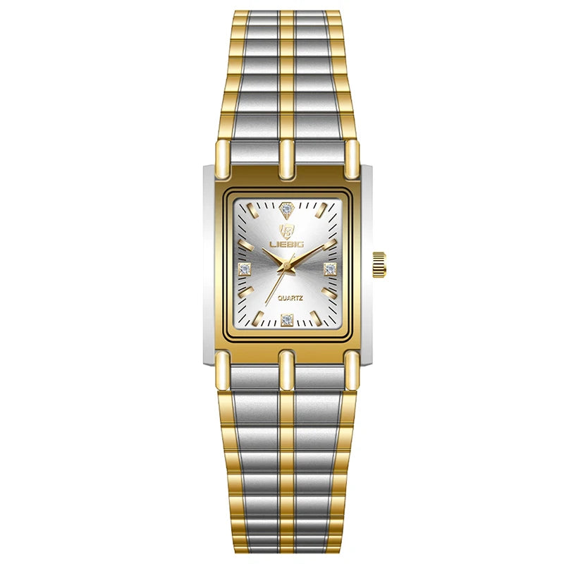 gold steel bracelet watch with square dial, view 7 - MRSLM