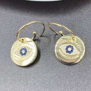 silver evil eye earrings, view 5 - MRSLM