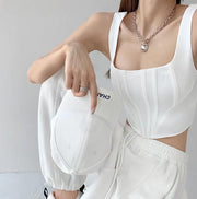 square neck backless crop top, view 5 - MRSLM