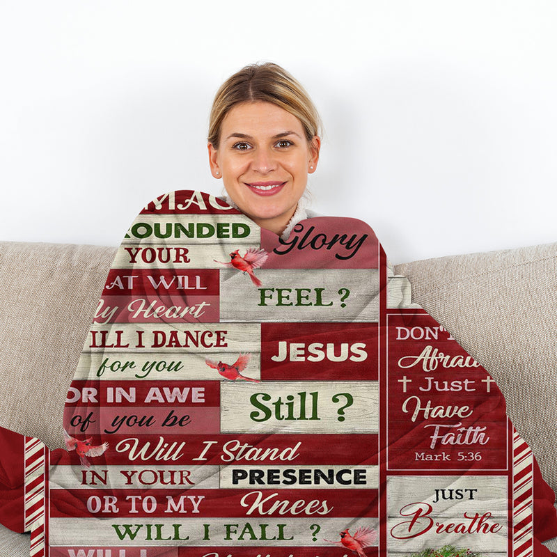 Christmas cardinal fleece throw blanket, view 4 - MRSLM