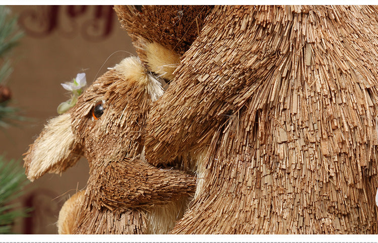 Mother and child rabbit grass woven decor, view 6 - MRSLM