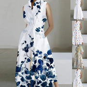 stand-up collar printed mid-length dress - MRSLM