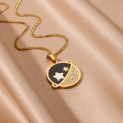 gold celestial pendant necklace, view 4 - MRSLM