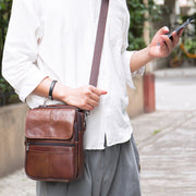 Men's leather satchel, view 4 - MRSLM