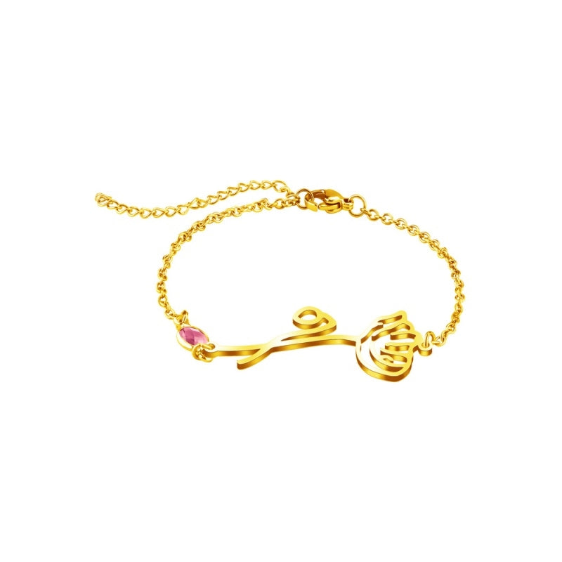 crystal birthstone flower bracelet, view 5 - MRSLM