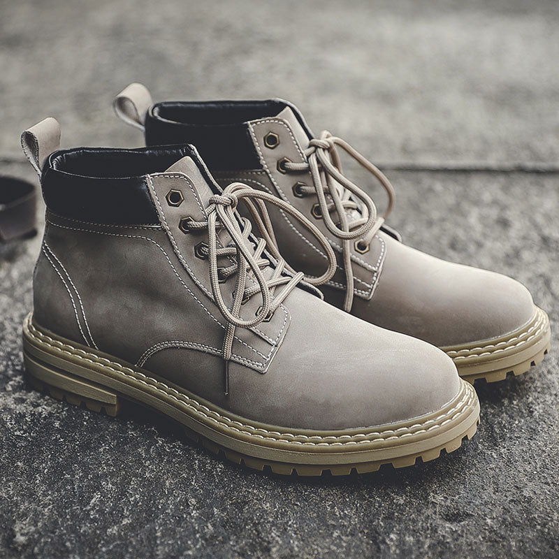 men's vintage casual leather ankle boots, view 5 - MRSLM